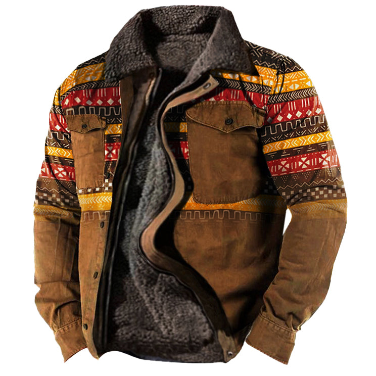 Men's Tribal Print Patchwork Ethnic Boho Jacket