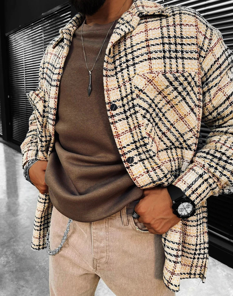 Striped Plaid Texture Long-sleeved Shirt/jacket