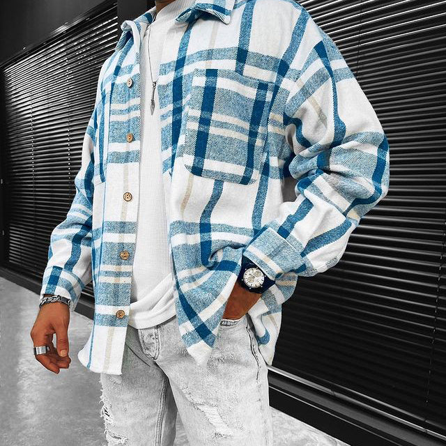 Striped Check Textured Shirt/Jacket