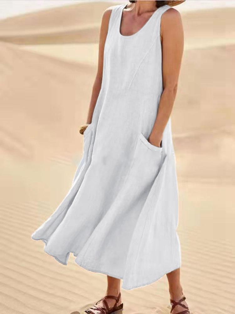 🔥 Last Day Promotion 30% OFF 🔥Women's Sleeveless Cotton And Linen Dress
