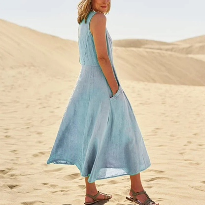 🔥 Last Day Promotion 30% OFF 🔥Women's Sleeveless Cotton And Linen Dress