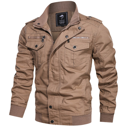Men's Outdoor Warm Breathable Multi-pocket Cotton Washed Cargo Jacket